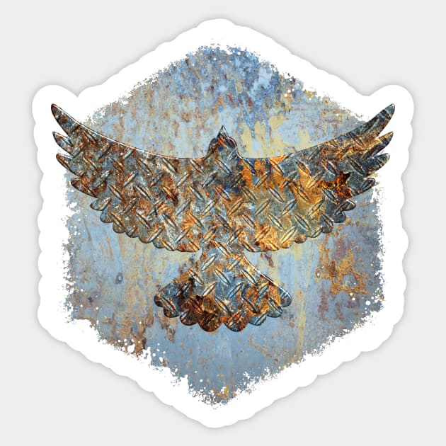 Rusted Metal Bird Sticker by Dragonbudgie